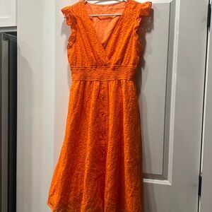 Orange Eyelet dress Medium